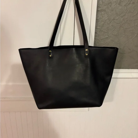 Portland Leather Black Tote Bag - Picture 2 of 10